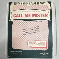 M. Witmark & Sons South America, Take It Away Call Me Mister Sheet Music V-58