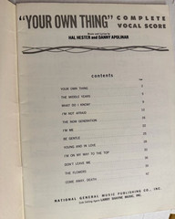 Your Own Thing Vocal Score 1968 Rock Musical Shakespeare Twelfth Night OBC Rare