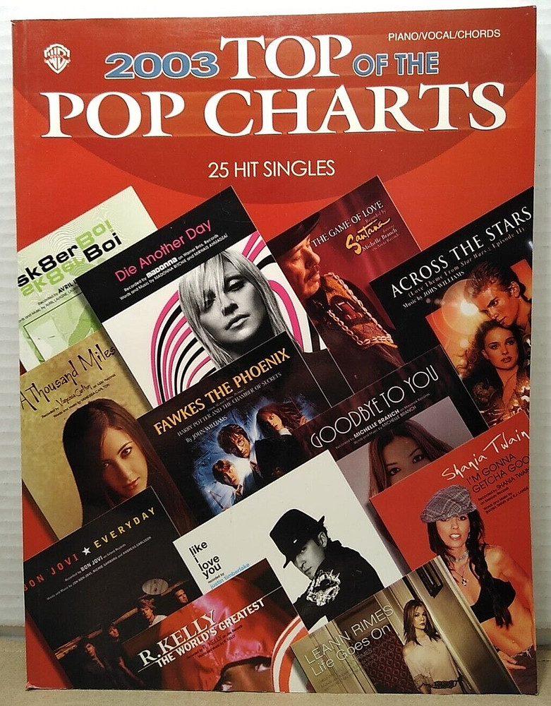 2003 Top of the Pop Charts – 25 Hit Singles – Piano/Vocal/Guitar – Paperback