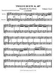 Alto and Tenor Sax Duets Mozart K.487 org. for 2 horns Comb Bound Brand New