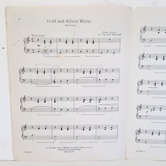 Vintage 1960 Gold and Silver Waltz Piano Solo Sheet Music by Franz Lehar