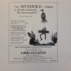 Beetlejuice DAY-O Sheet Music Ephemera POSTER 1988