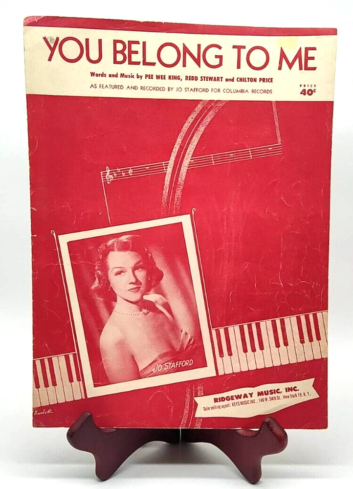 You Belong To Me Sheet Music Jo Stafford Pee Wee King Redd Stewart Chilton Price