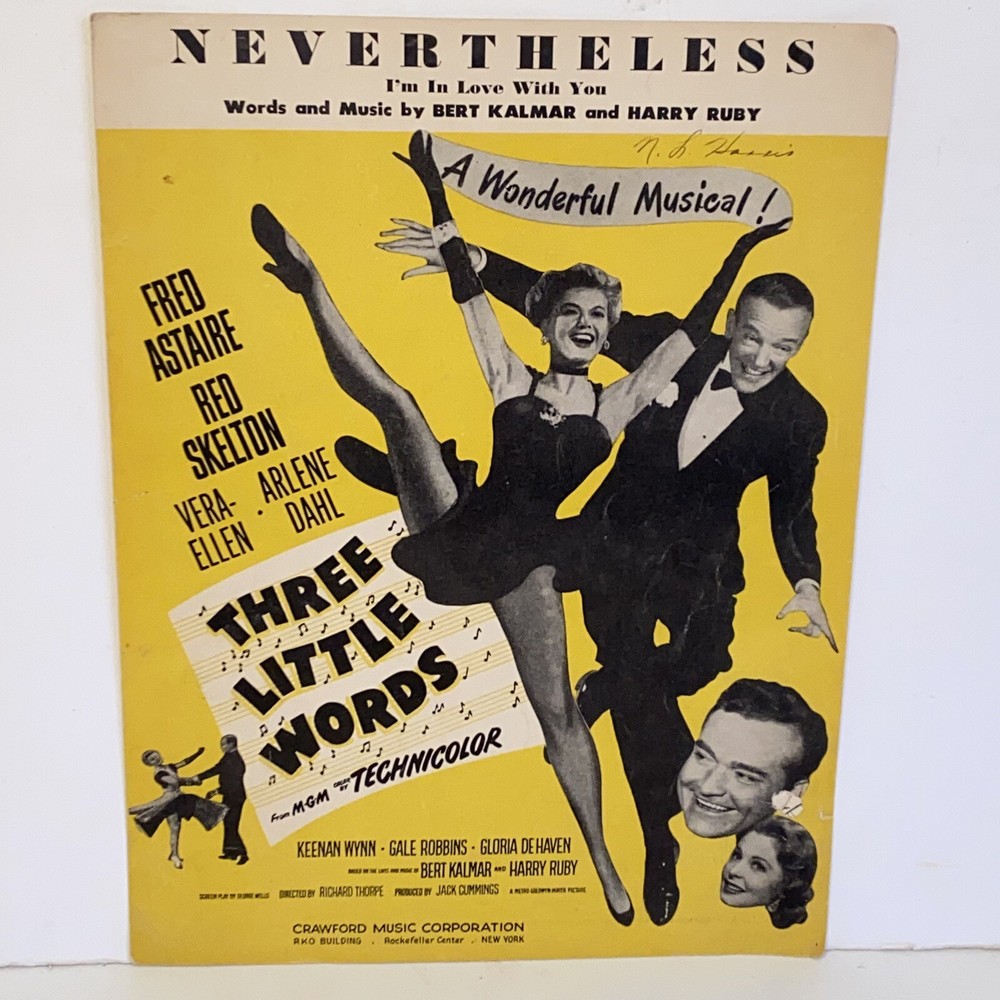 Vintage 1931 Nevertheless Sheet Music from Three Little Words Fred Astaire Cover