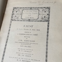 Vintage Gounod Faust Opera Vocal Score G Schirmer Collection French Music