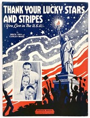 1939 « THANK YOUR LUCKY STARS STRIPES YOU LIVE IN THE USA » PATRIOTIC SHEET MUSIC