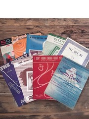 Vintage Sheet Music Lot | Retro Piano Songs for Junk Journals, Mixed Media Decor
