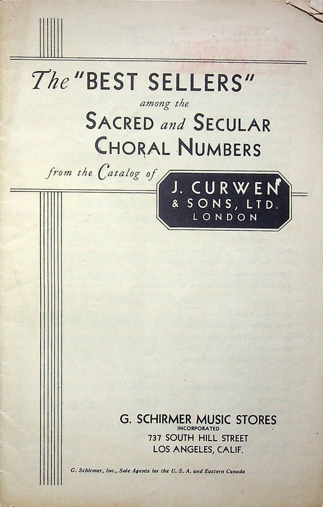VINTAGE BEST SELLERS SACRED SECULAR CHORAL NUMBERS J. CURWEN 1930S