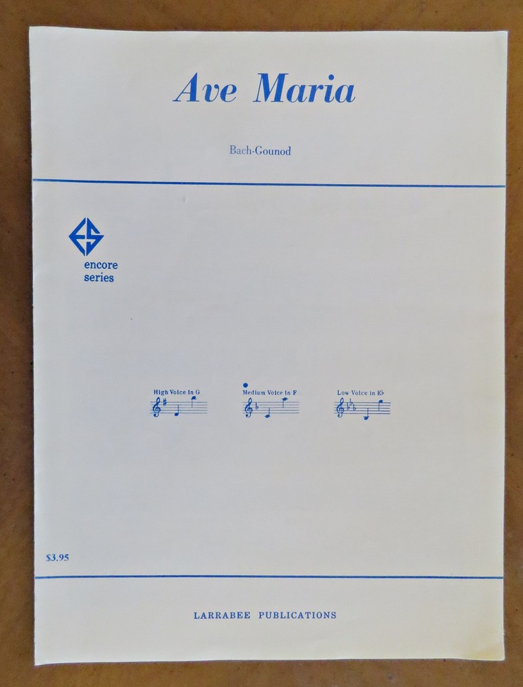 AVE MARIA Bach-Gounod LARRABEE PUBLICATIONS 1963 Sheet Music
