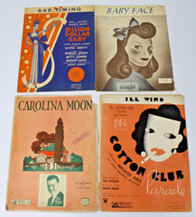 Vintage 1920s-1940s Sheet Music- Cotton Club, Billion Dollar Baby, Baby Face