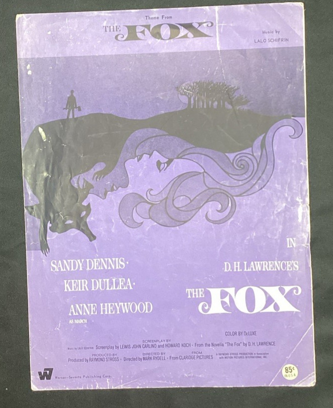 Vtg Sheet Music, Theme from The Fox Movie 1968, D H Lawrence