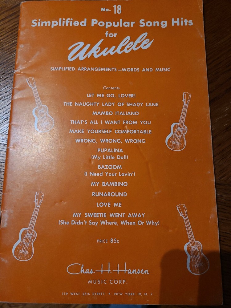 No 18 Simplified Popular Song Hits For Ukulele 1954