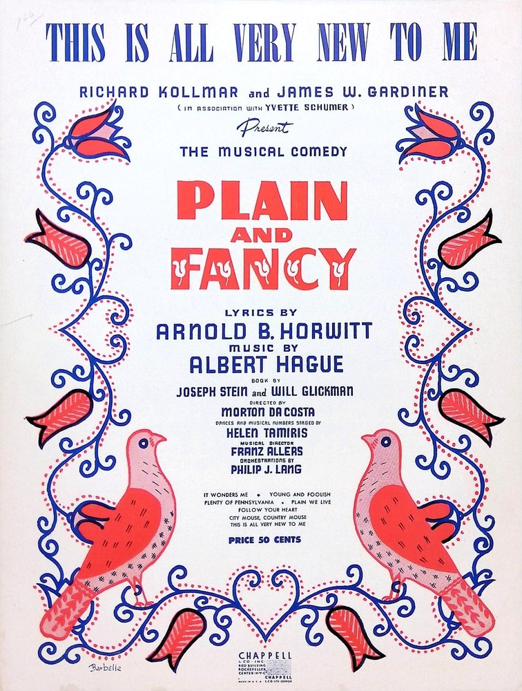 This Is All Very New To Me Sheet Music Plain And Fancy 1955 Musical Albert Hague