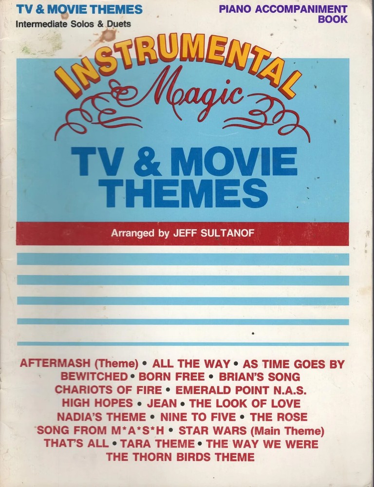 INSTRUMENTAL MAGIC TV & MOVIE THEMES PIANO ACCOMPANIMENT BOOK SOLOS & DUETS RARE