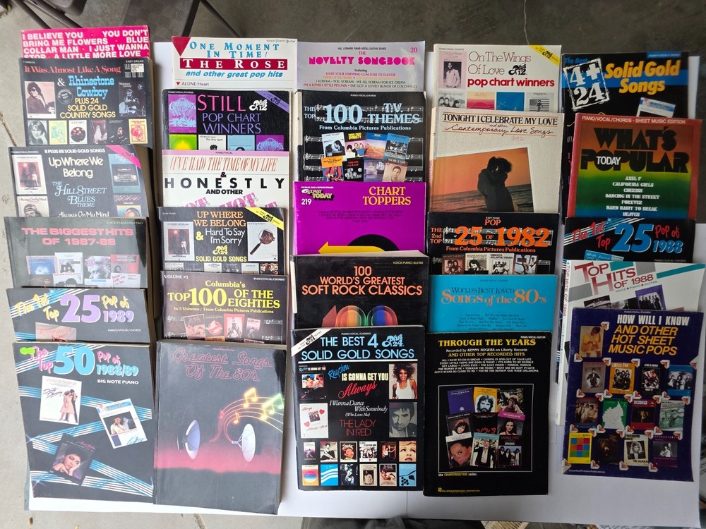 Lot 27 Vintage 1980s Pop Piano Vocal Guitar Sheet Music Songbooks 80&rsquo;s Pop ROCK