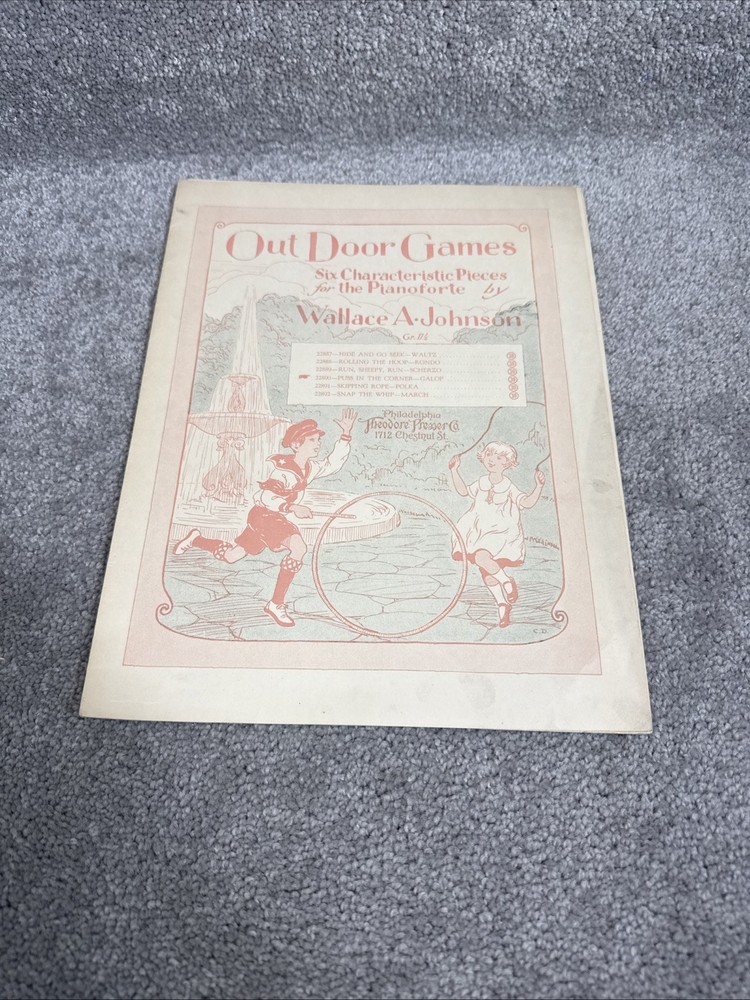 Sheet Music Theodore Presser Co 1925 Out Door Games By Wallace A Johnson Rare