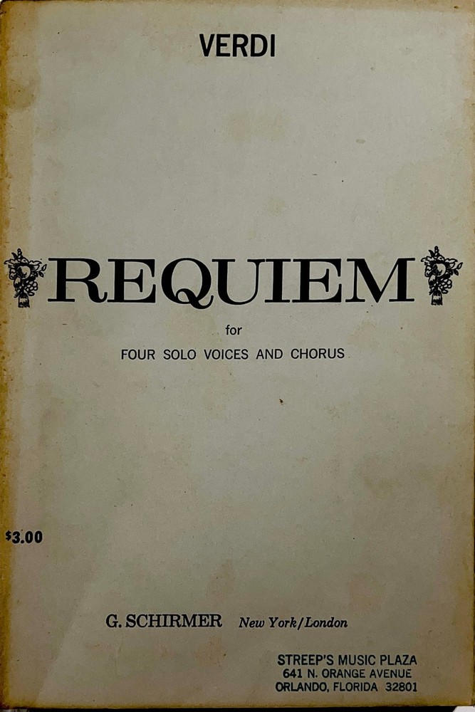Book Music Score Requiem for Four Solo Voices and Chorus By G. Verdi G. Schirmer