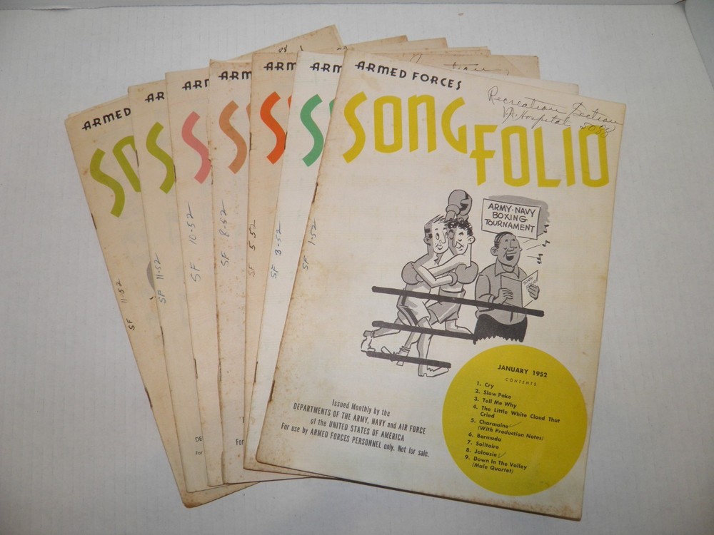 Vintage Armed Forces Song Folio Sheet Music 1952 Lot of 10 GUC