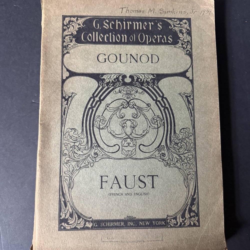 Vintage Gounod Faust Opera Vocal Score G Schirmer Collection French Music