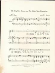 The BIG RED Motor & The BLUE Limousine 1913 Antique AUTOMOBILE Sheet Music!