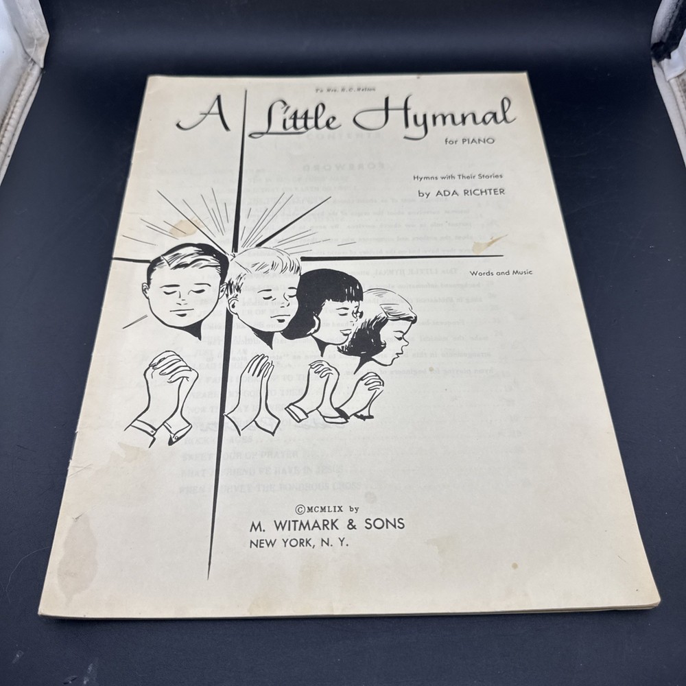 ADA Richer&rsquo;s A Little Hymnal For Piano Sheet Music Book M. Witmark & Sons