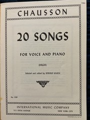 Chausson 20 Songs for High Voice and Piano SC No 1130 International Music French