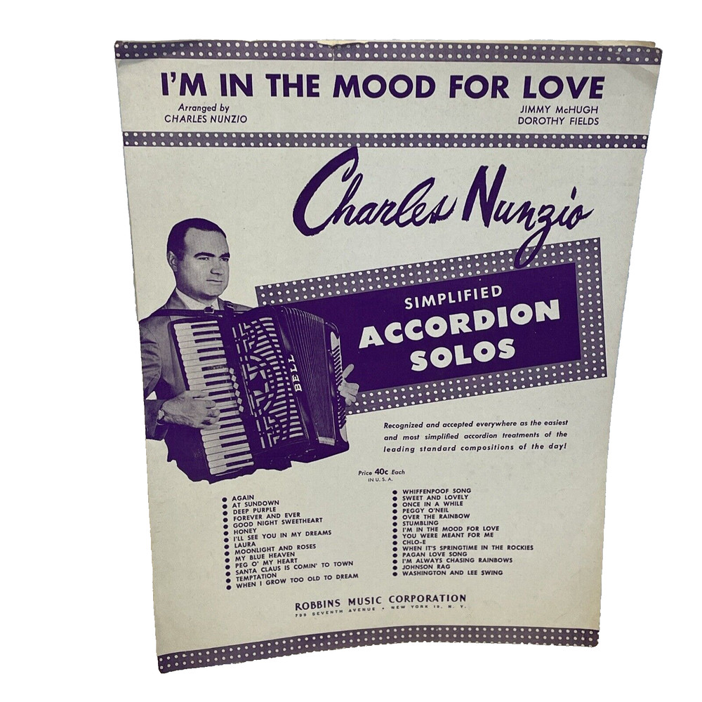 I&rsquo;m In The Mood For Love Simplified Accordion Sheet Music 1950 Robbins Music Cor