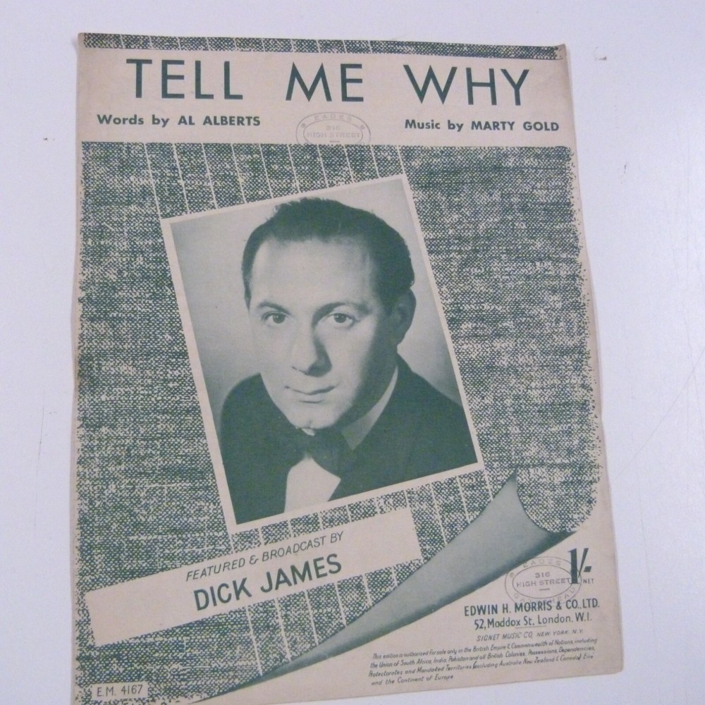 songsheet TELL ME WHY Dick James 1951