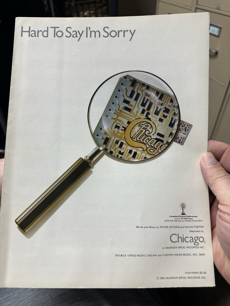 G 1982 CHICAGO ‘Hard To Say I’m Sorry’ Sheet Music NM