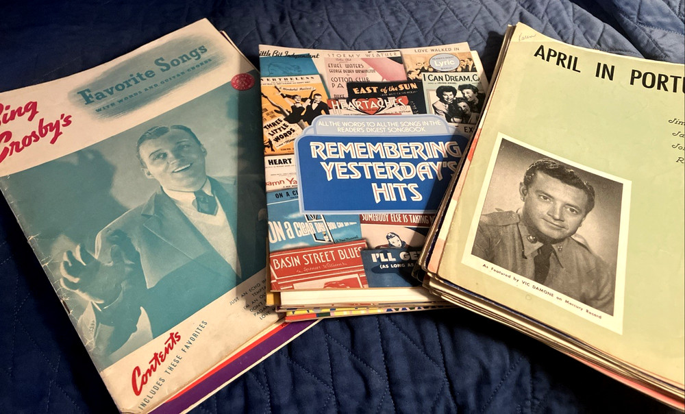 Vocal Sheet Music (LOT of 3 songbooks, 30+ Single Songs+ 6 Lyrics-Only) 30s-70s