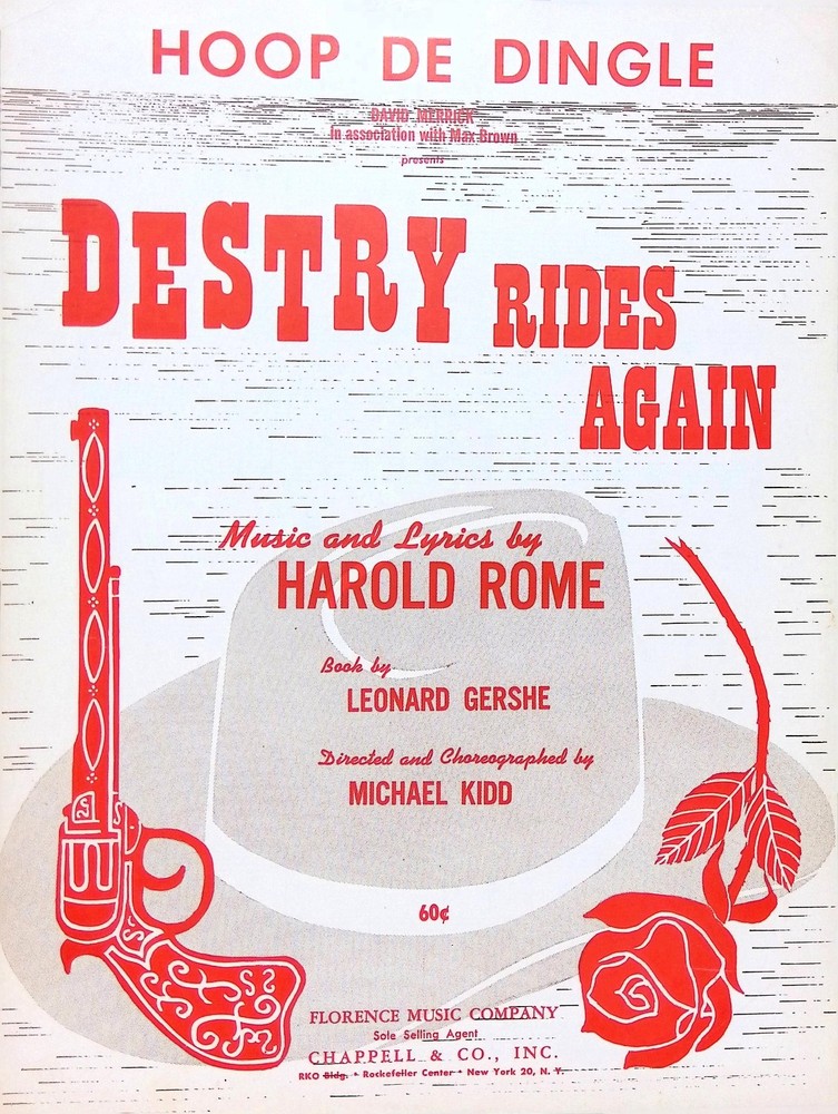Hoop De Dingle Sheet Music Destry Rides Again Harold Rome 1959 Musical Western