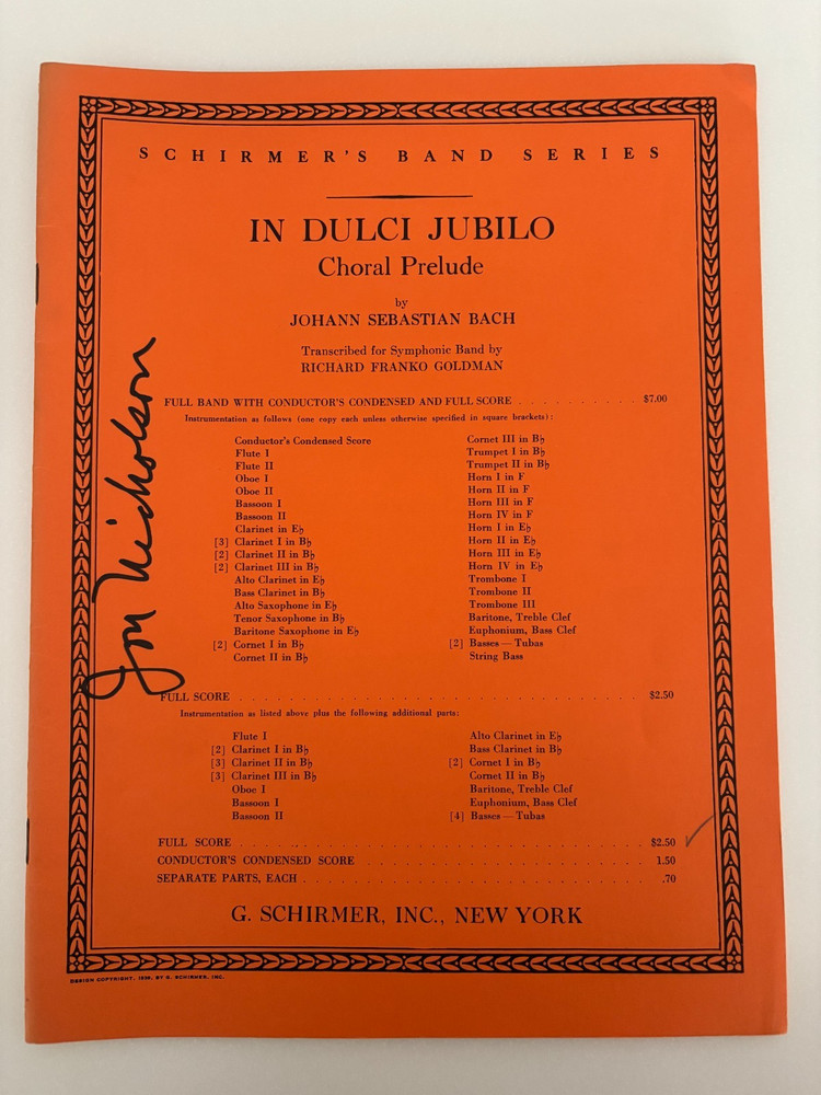 In Dulci Jublio for Concert Band Composed/Transcribed JS Bach/Goldman Full Score