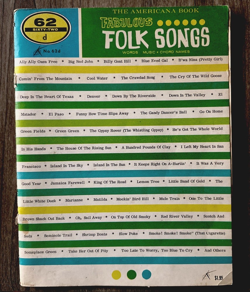 1961 Vintage The Americana Fabulous Folk Songs – 62 songs