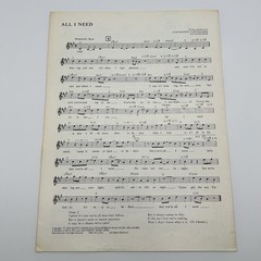 Jack Wagner – All I Need (Sheet Music, Piano Vocal Guitar, 1984, Columbia)