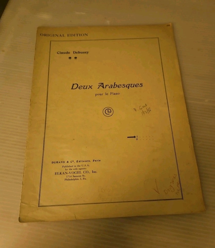 Antique 1904, « Deux Arabesques » Pour Le Piano By Claude Debussy Sheet Music