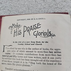 Make His Praise Glorious Hymnal by E. O. Excell 1900 Hardcover Hymns Worship