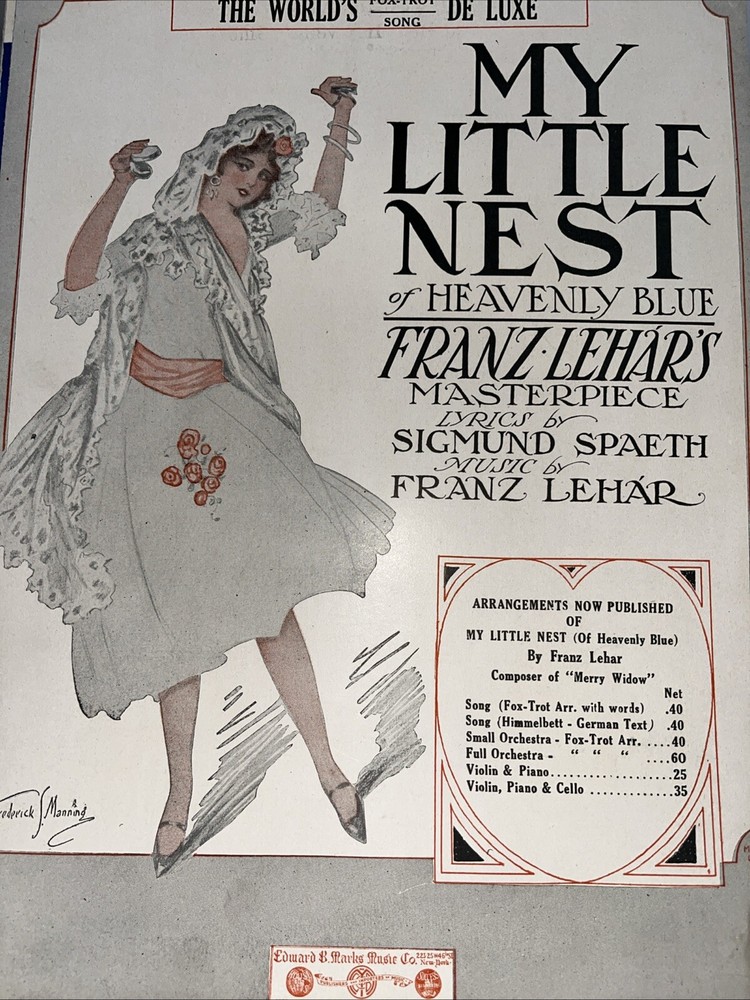 My Little Nest Of Heavenly Blue Franz Lehar Fox Trot Sheet Music
