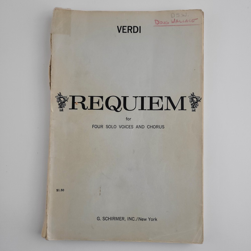 Verdi Requiem For Four Solo Voices And Chorus Schirmer Vocal Score + Piano #SM4