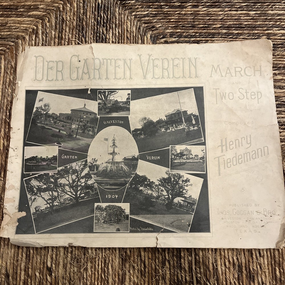Original 1904 Der Garten Verein March And Two-Step Sheet Music Galveston