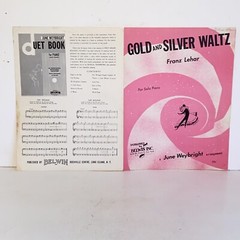 Vintage 1960 Gold and Silver Waltz Piano Solo Sheet Music by Franz Lehar