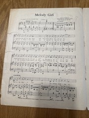 Vintage “Melody Girl” Sheet Music, Popular Fox Trot, 1922