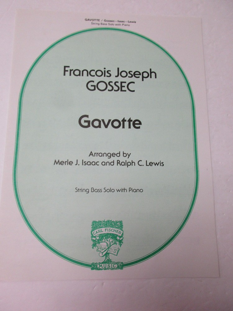 Francois Joseph Gossic Gavotte for String Bass & Piano Sheet Music Merle Isaac