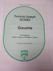 Francois Joseph Gossic Gavotte for String Bass & Piano Sheet Music Merle Isaac
