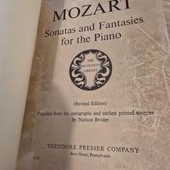 Mozart: Sonatas And Fantasies For The Piano/Broder/Theodore Presser Co HC Sheet