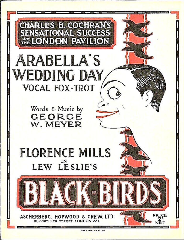 Arabellas Wedding 1926 FLORENCE MILLS SCARCE Sheet Music Lew Leslie&rsquo;s BLACKBIRDS