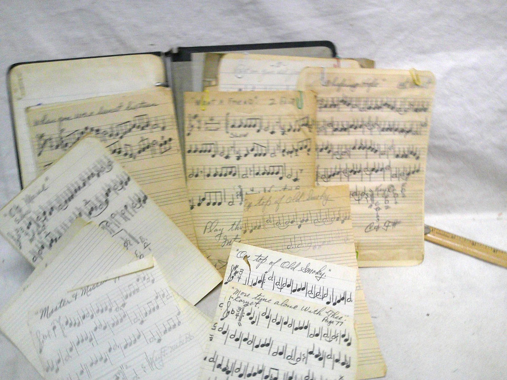 1939 1942 Binder w/ handwritten sheet music Notes in pencil by musician PIANO ?
