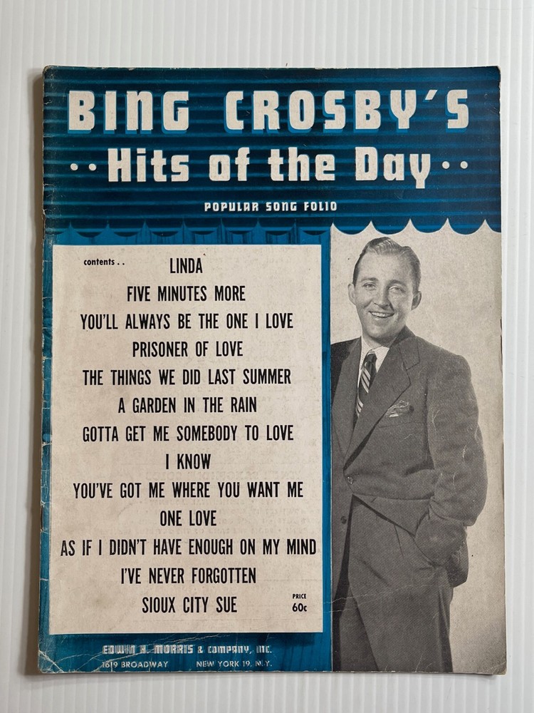 Vintage 1947- Bing Crosby&rsquo;s Hits of The Day – Popular Song Folio Book (32 Pages)