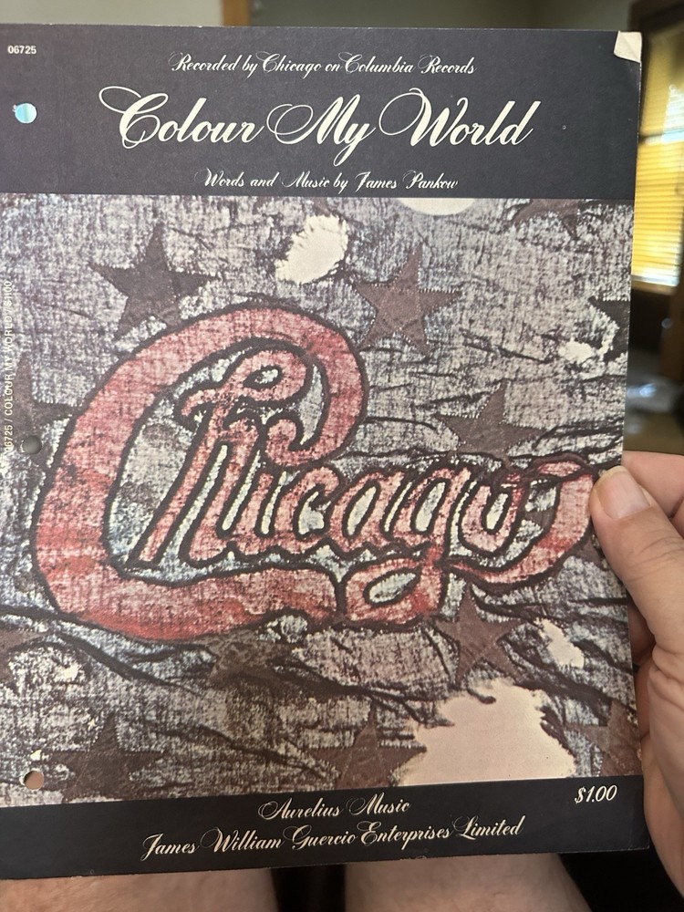 O 1970 CHICAGO sheet music ‘Colour My World’