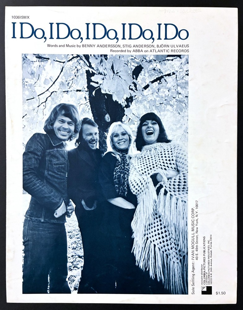 1976 ABBA « I DO, I DO, I DO, I DO, I DO » SHEET MUSIC – ROCK & ROLL ERA BLUE