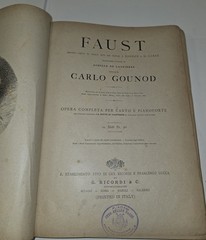 Hard Bound Antique 19th Century Sheet Music Book Litho Faust 1862 Printed Italy